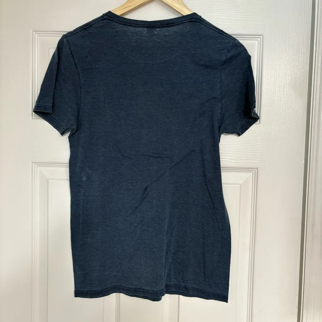 Fruit Of‎ The Loom Soft Spun Navy Burnout USA Tee Size Small - Image 2