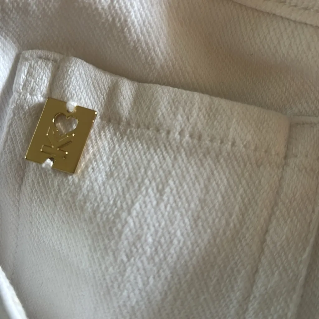 Belle Kim Gravel Stretch White Crop Jean Sz 16X22” Classic 5 Pocket Flare Hem - Image 8