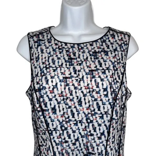 WHITE HOUSE BLACK MARKET Fit & Flare Abstract‎ Multicolor Scuba Dress EUC Size 8 - Image 3
