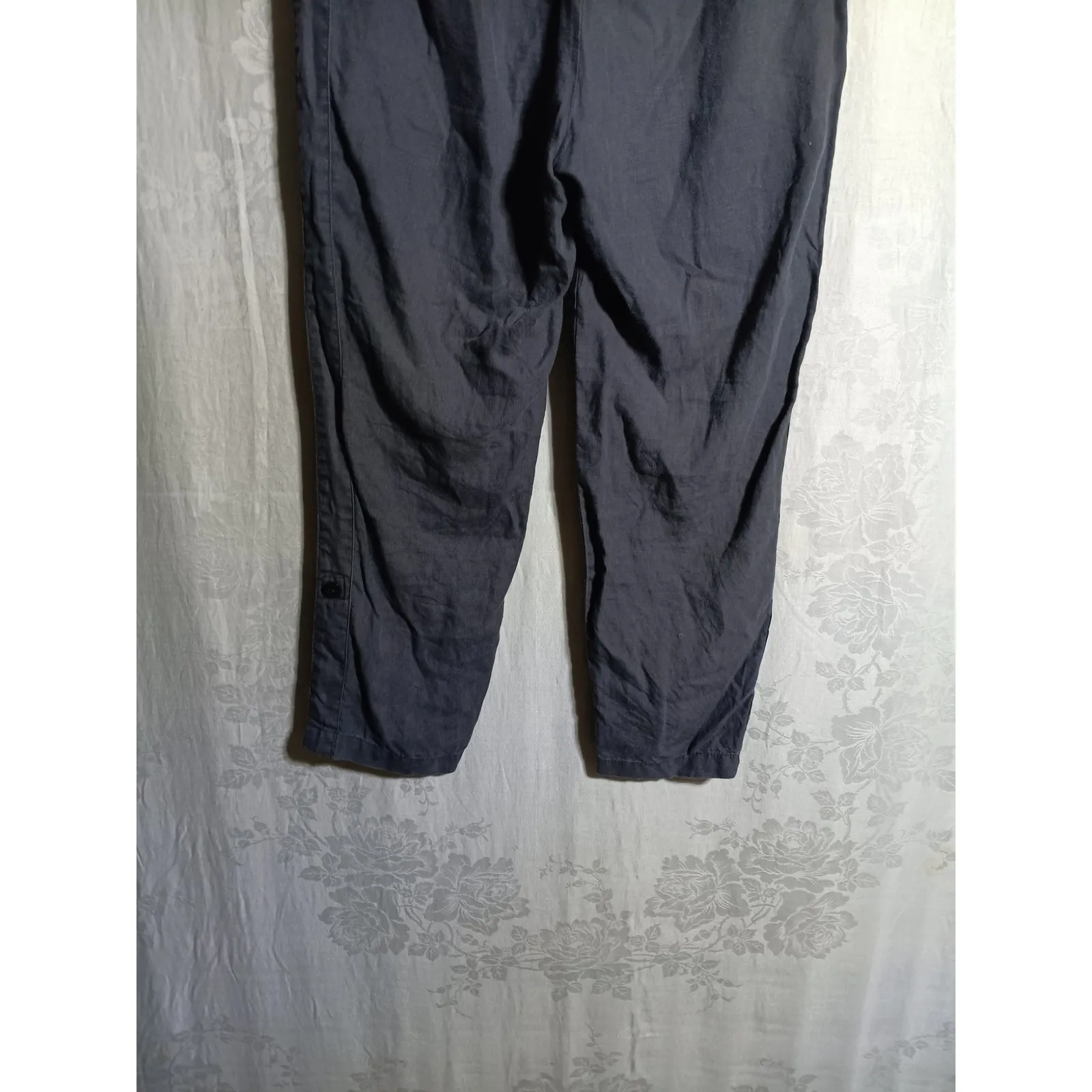 J Jill PureJill Pants Medium Gray 100% Linen Pull On Elastic Waist Roll Tab Ankl - Image 7