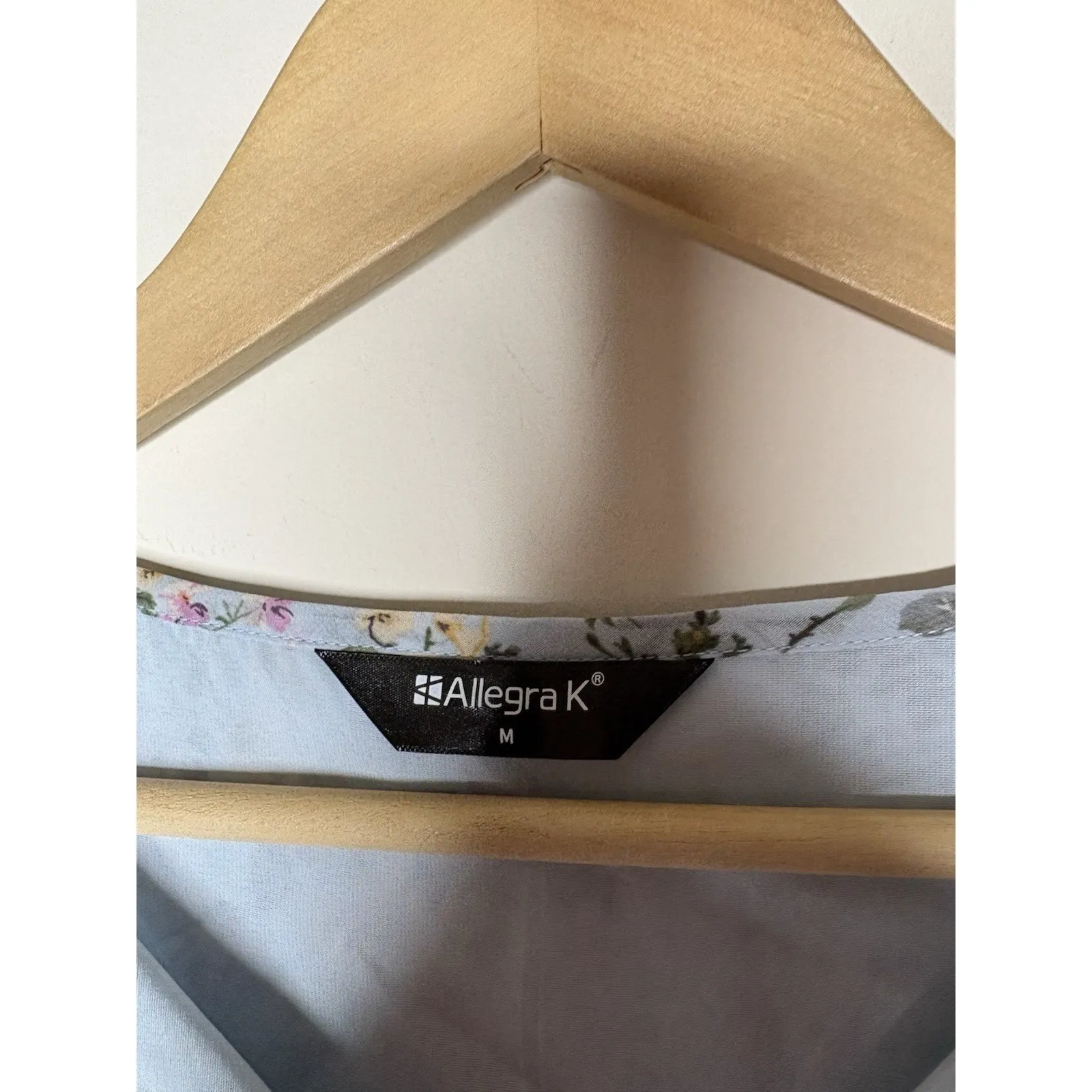 Allegra K Womens Sz M A-Line Dress Floral Split Neck Sleeveless Blue Fairy - Image 6