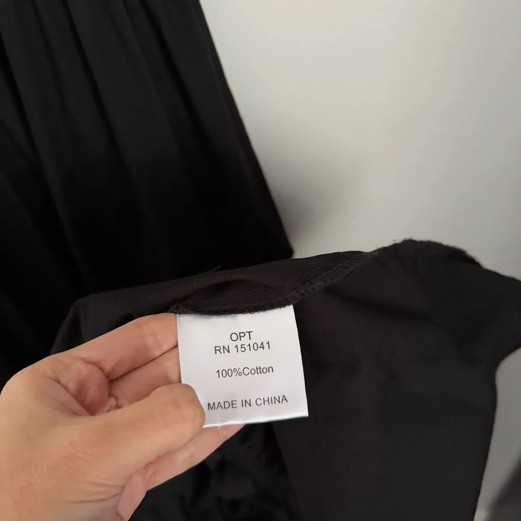 Opt Medium Daphne Midi Dress Ruffle Smock Puff Short Sleeve Cottage Whimsical Black - Image 7