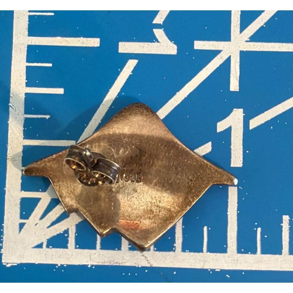 Vtg Sterling Silver Marcasite Leaf Pierced Earrings Fan MCM 1" Estate 4.85g READ - Image 6