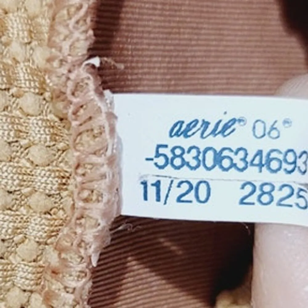 Aerie Waffle High Cut Cheeky Bikini Bottom Raw Sienna Tan Large - Image 5