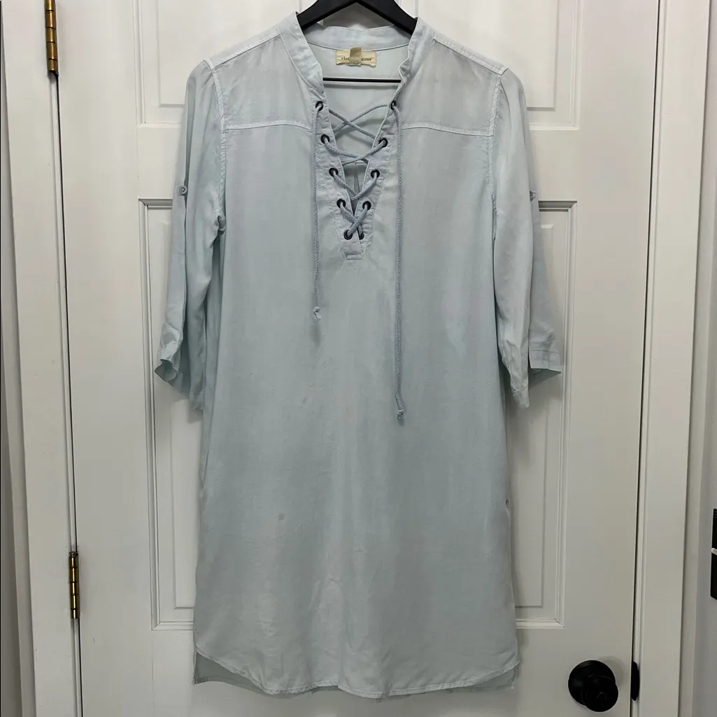 Cloth & Stone Lace-Up 100% Tencel Chambray Shirt & Dress Bundle Set - Size XS - Image 8