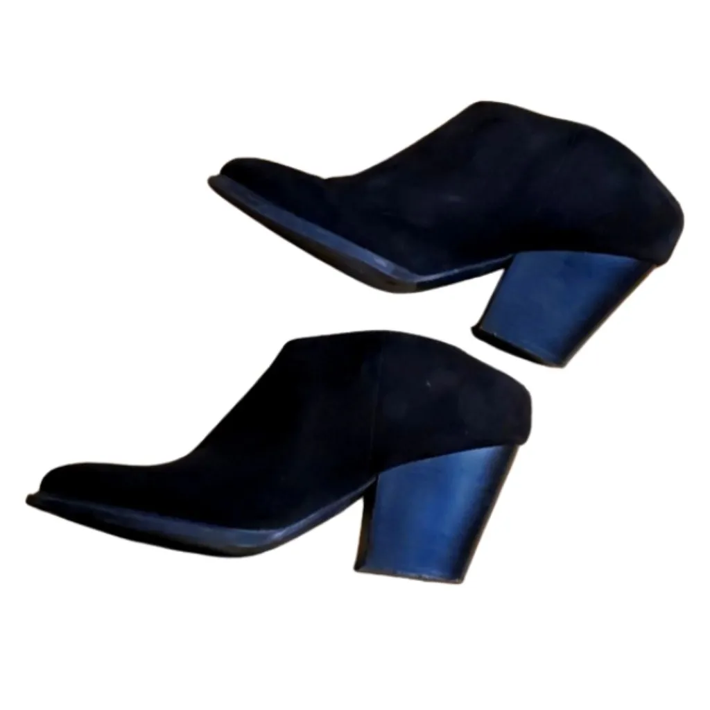 Brash Women's Faux Suede Black Ankle Slip On Open Back Chunky Heel Mules Boots 9 - Image 2