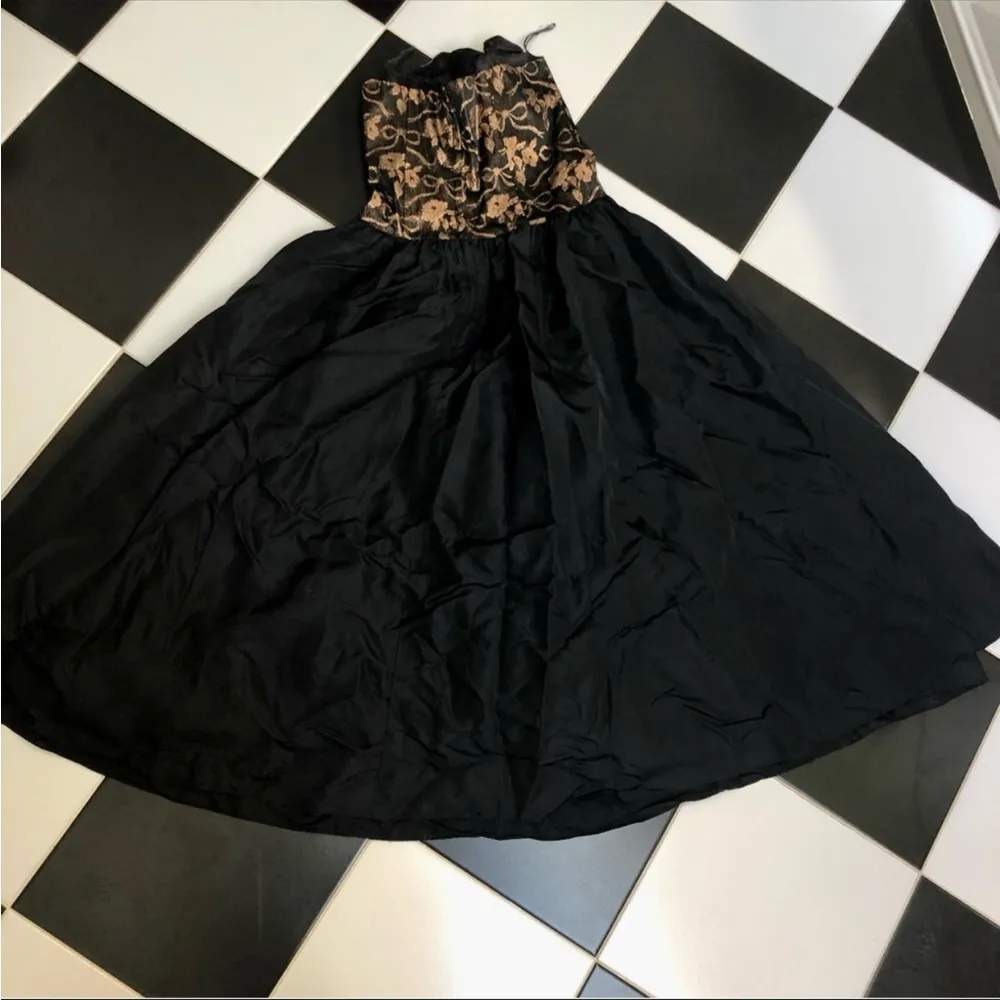 80s Vintage 80s 90s Gunne Sax Metallic Bustier Prom/Party Poofy Dress Jrs sz 13 - Image 2