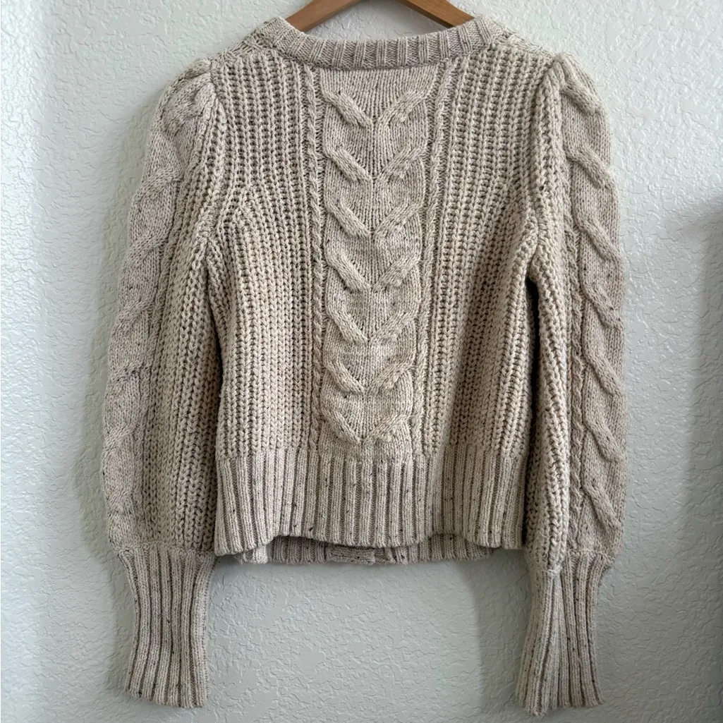 GAP Cable Knit Cardigan Sweater - Beige Tan Cream - Small Buttons - Image 4
