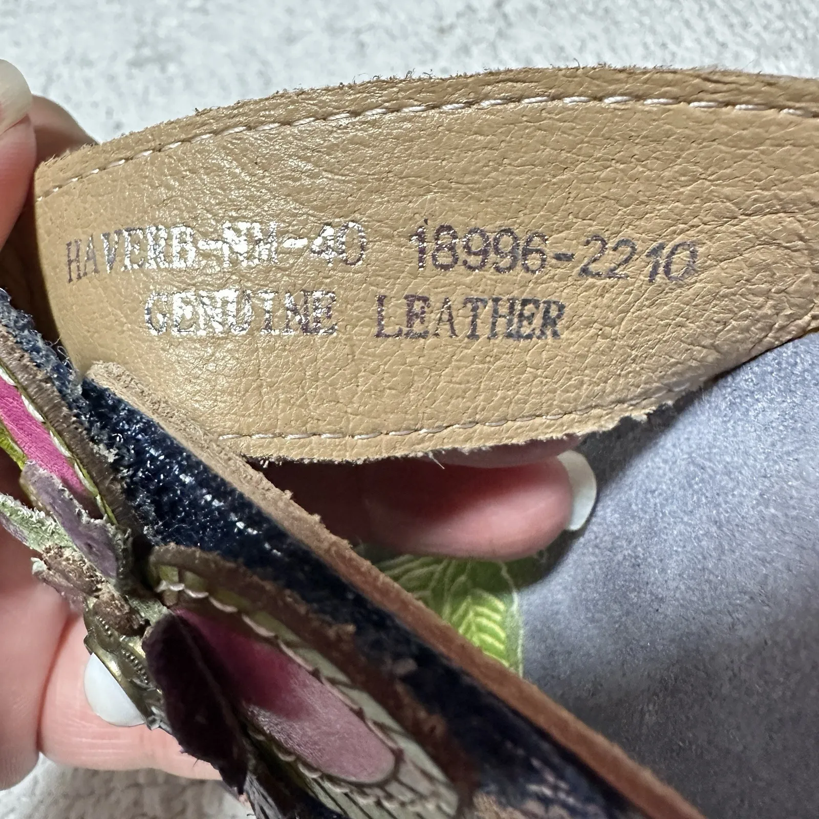 L'Artiste Spring Step Haverb Sandals 40 US 9 Boho Floral‎ Leather Block Heel Blue - Image 11