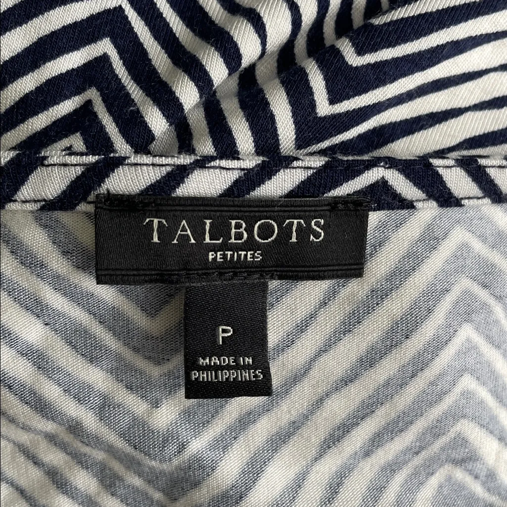 Talbots sleeveless chevron stripe jersey maxi dress in navy blue and white - Image 5