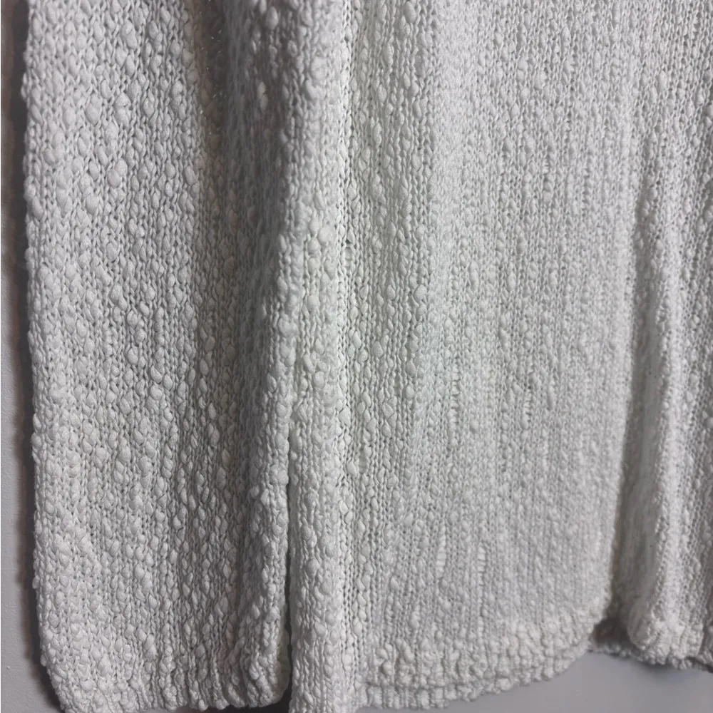 Talbots White Bubble Knit 100% Cotton Popcorn Textured V-neck Sweater - Image 5