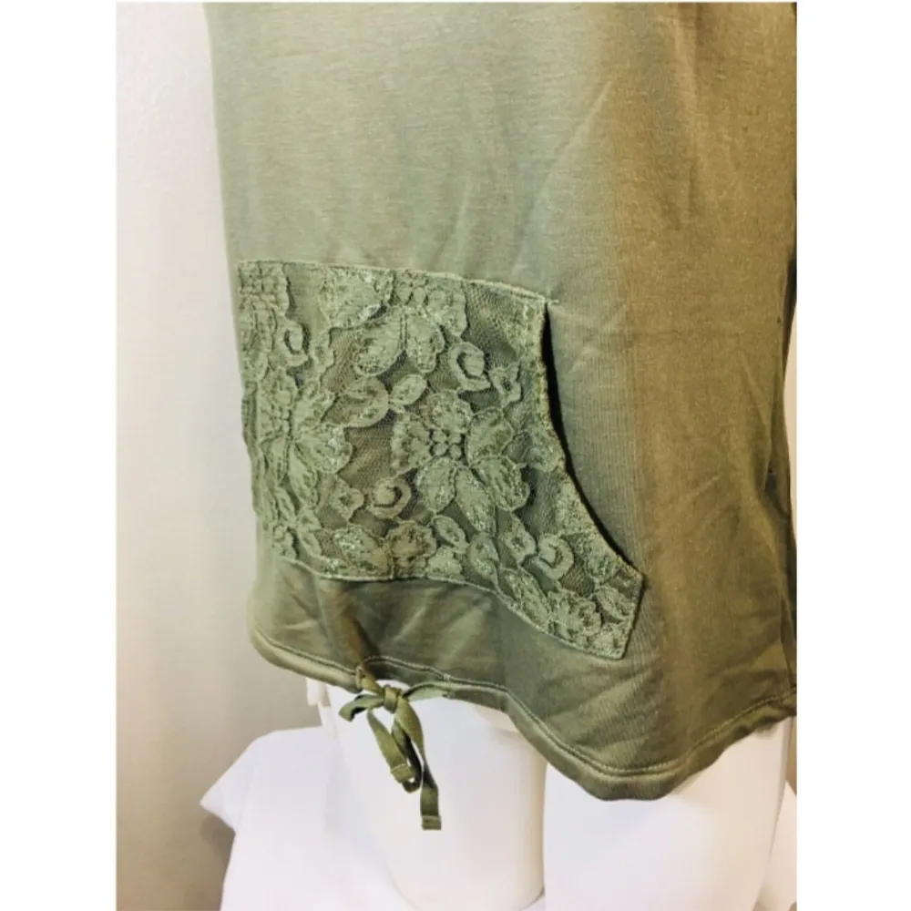 HIPPIE ROSE Small Olive Green Front Pockets Lace - Image 3