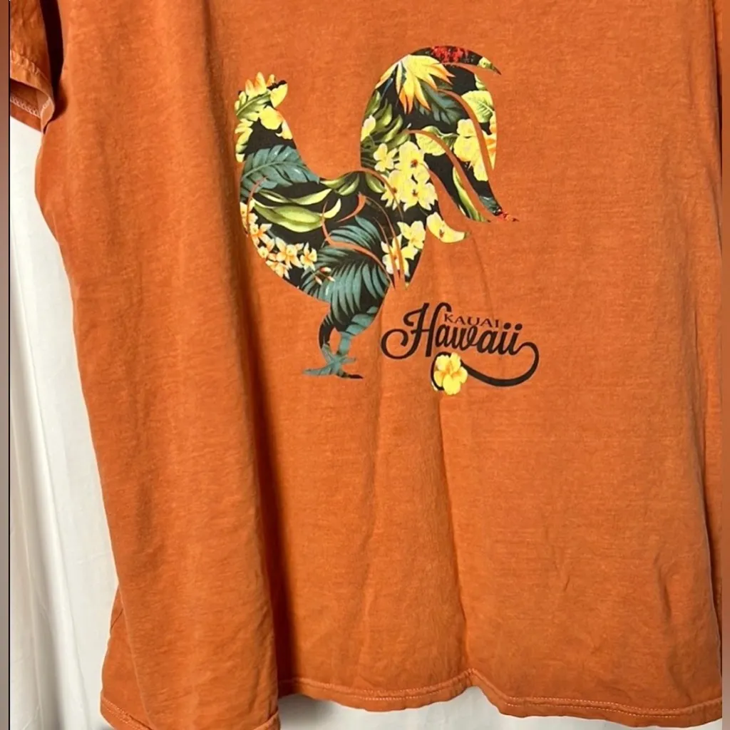 Original Real Dirt Shirt Orange Graphic Hawaiian Short Sleeve Tee Size XXL Brown - Image 3
