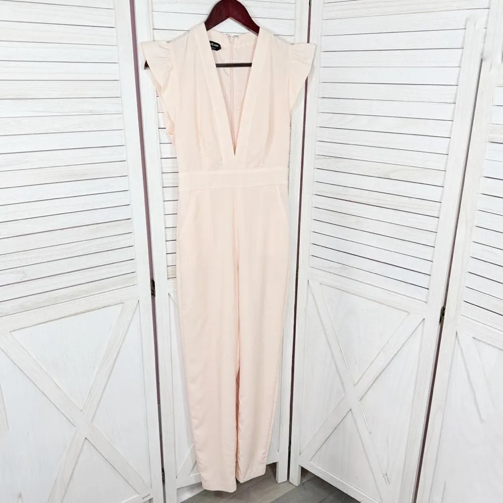 Bebe  Ruffle Cap Sleeve Jumpsuit Blush Pink 2 - Image 2