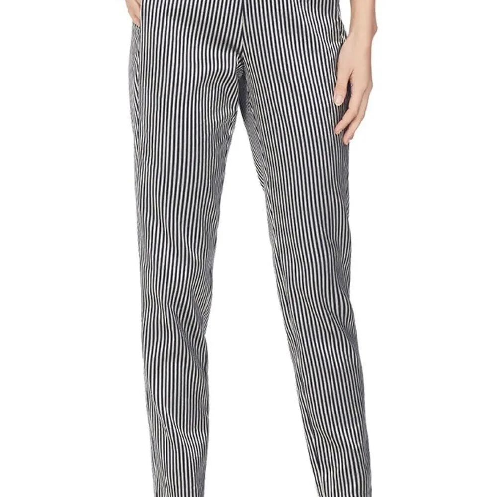 Michelle Mason Stripe Sateen Trouser Metallic vertical stripe navy trousers - Image 9
