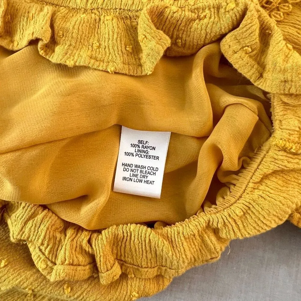 Lulu’s Sunny Story Mustard Yellow Lace Bell Sleeve Off-the-Shoulder Top size med - Image 13