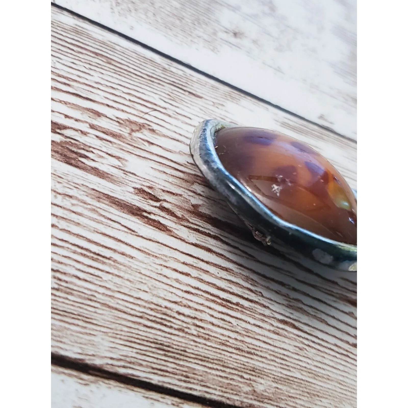 Vintage Clip On Earrings Extra Large Amber Tones - Image 5