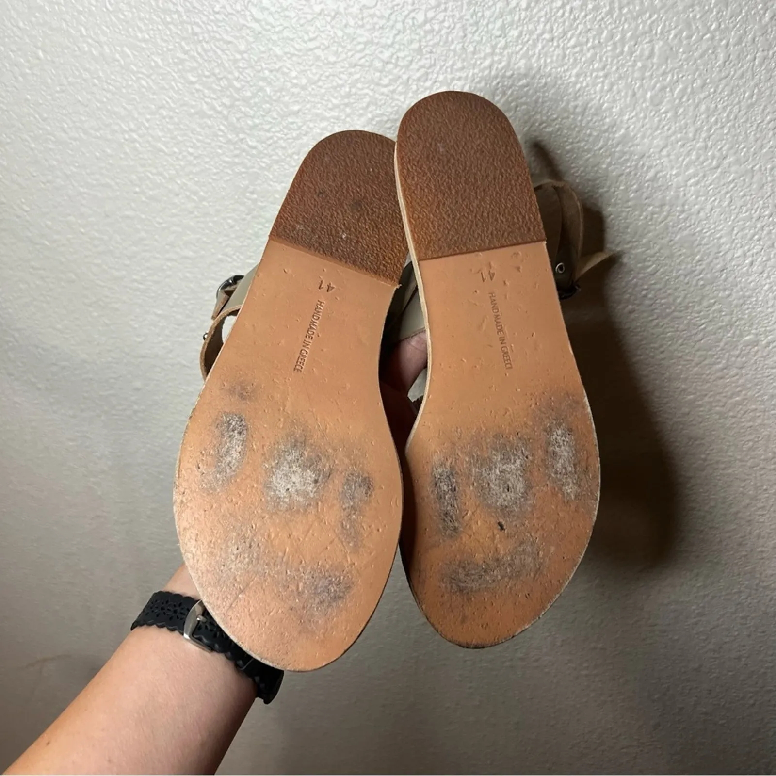 Ancient Greek Sandals Dinami Studded Leather Sandals in taupe 41 Tan Size 10 - Image 6