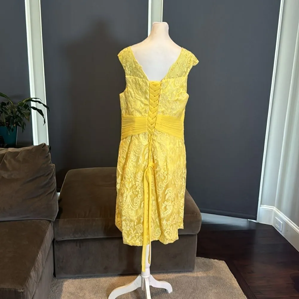 Women’s Plus Size Tea Length Formal Yellow Dress Matching Chiffon Jacket Size XL - Image 4