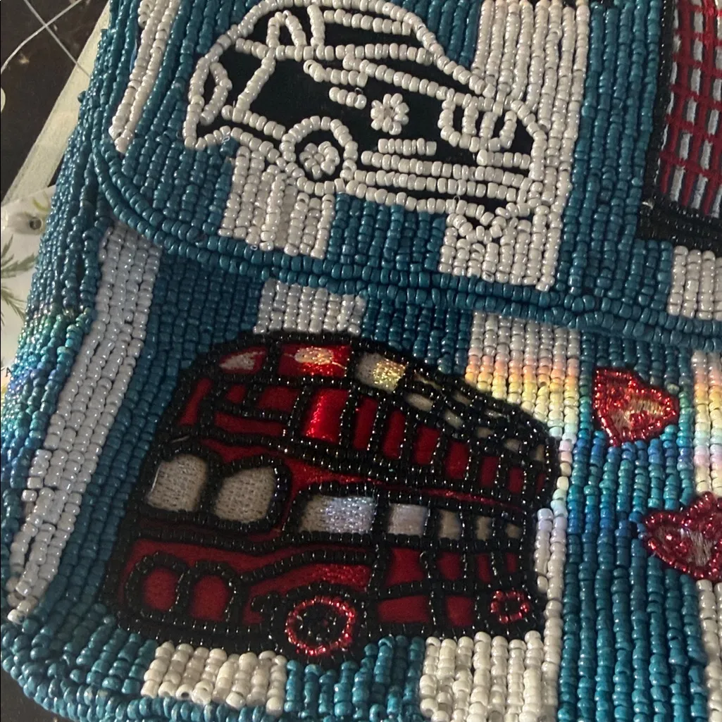 Vital and rare sold out London Striped Beaded Bag Blue - Image 5