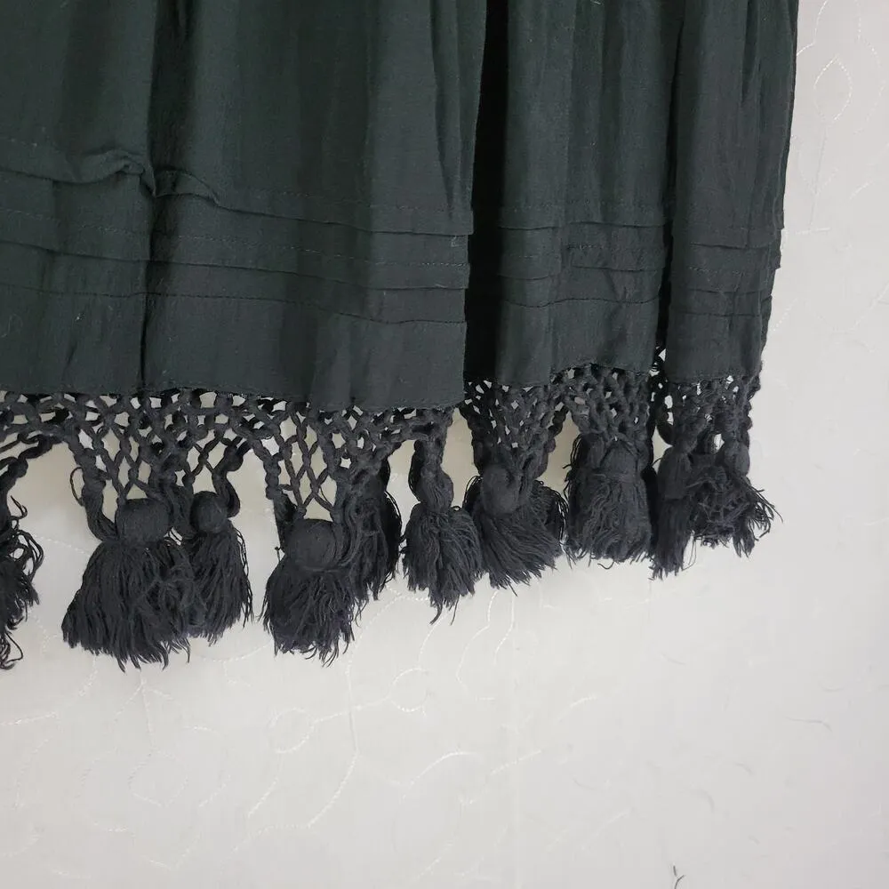 Vintage Havana Women Dress Size S Black Off Shoulder Crochet Tassel Fringe Hem - Image 8