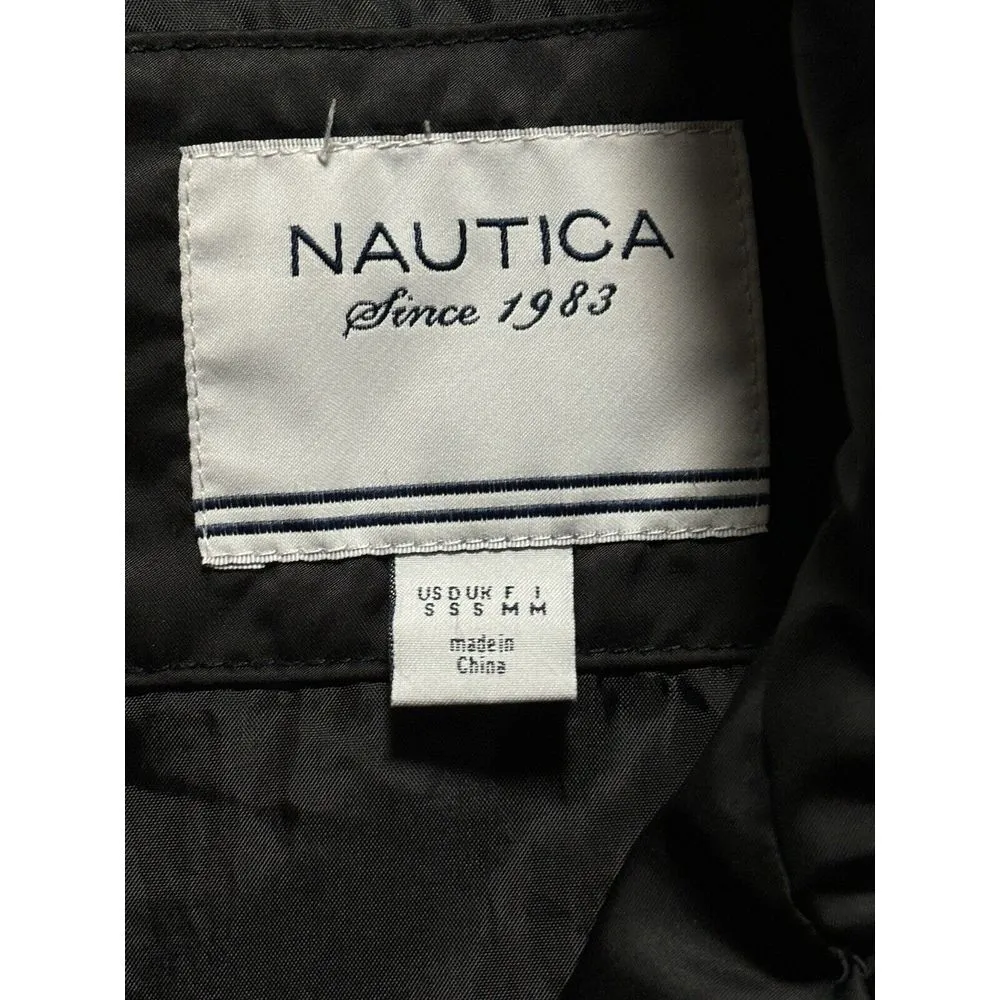 Puffer Jacket Black Women's Zip/Snap Up Size S Pockets Fur Hood - Image 3