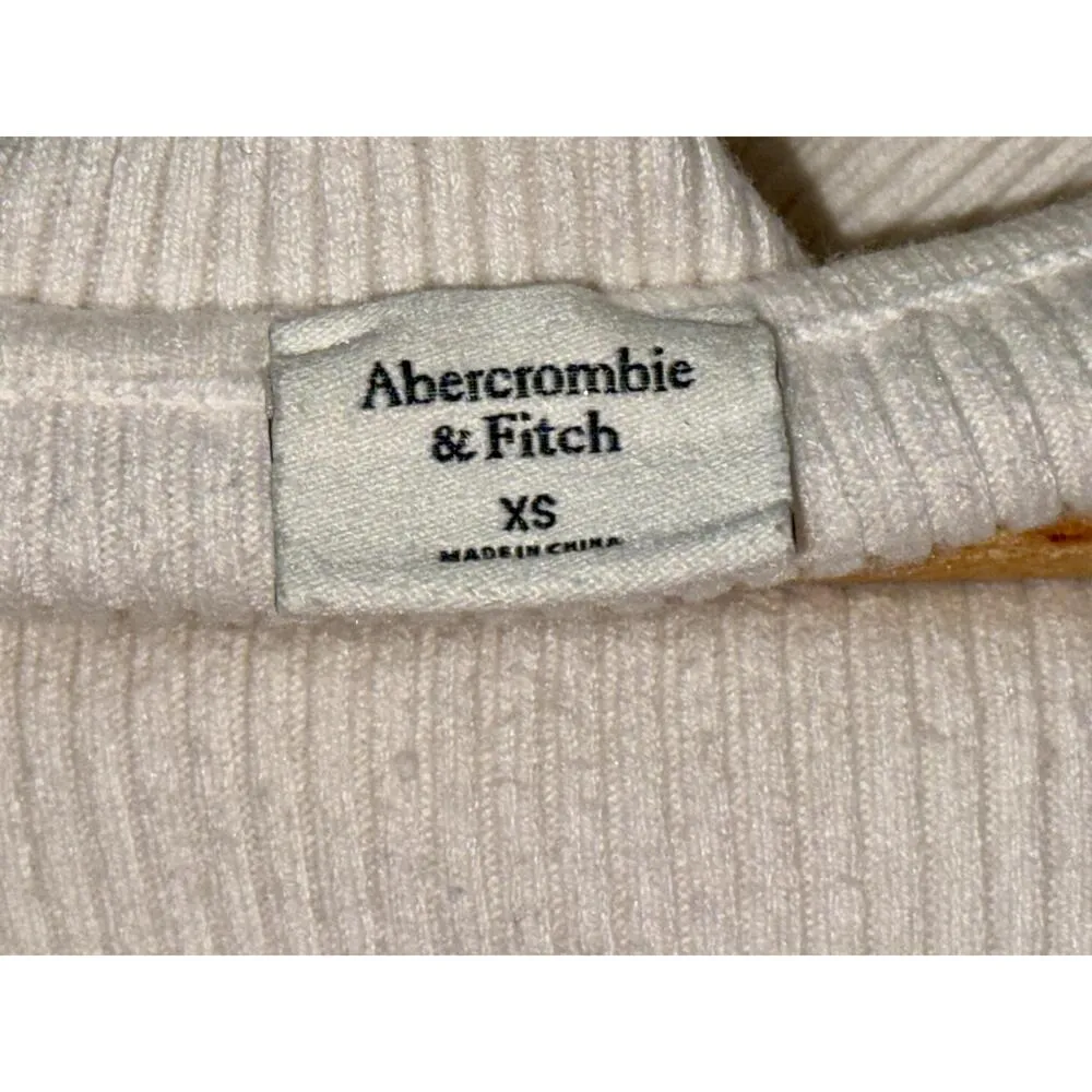 Abercrombie & Fitch White Ribbed Sweetheart V Neck Long Sleeve Bodysuit Size XS - Image 4