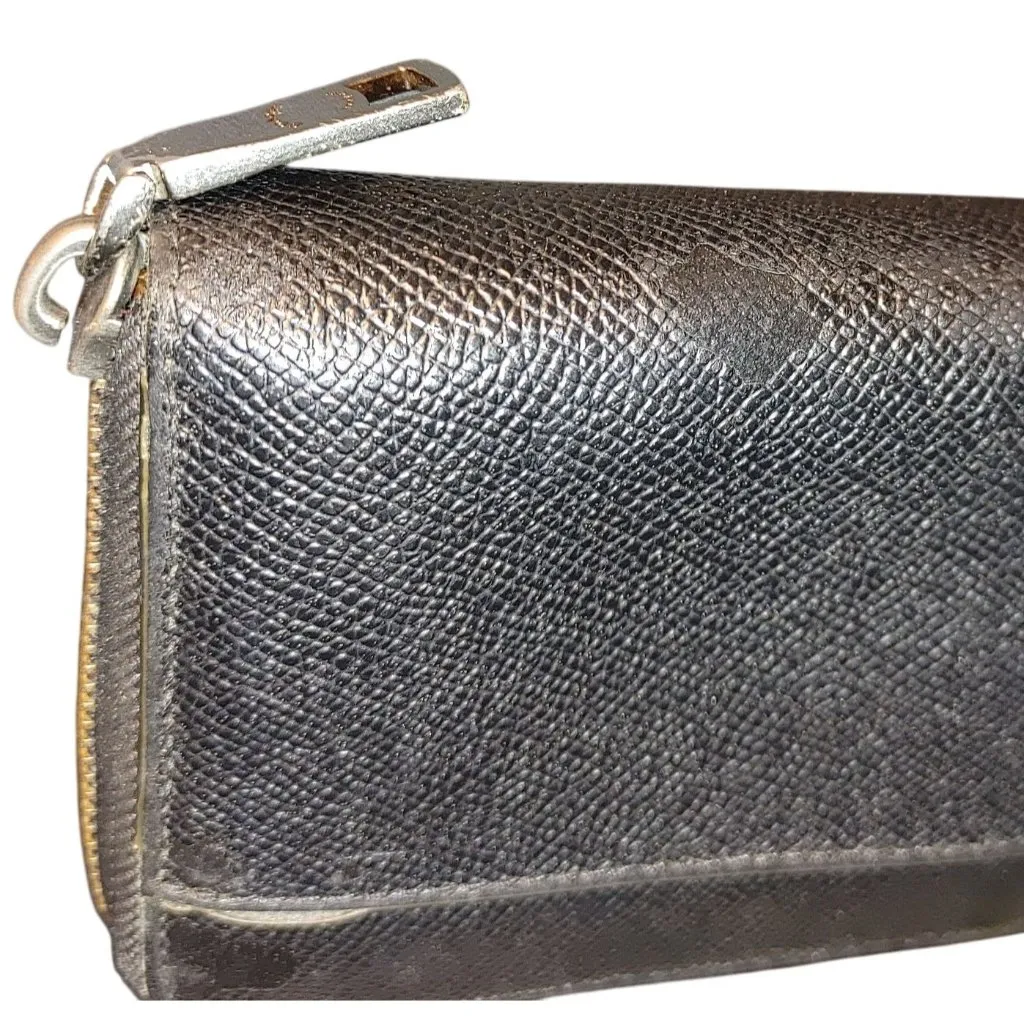 Coach Black Leather Zip Around Wallet Card Holder Pocket Gold Hardware Organizer - Image 9