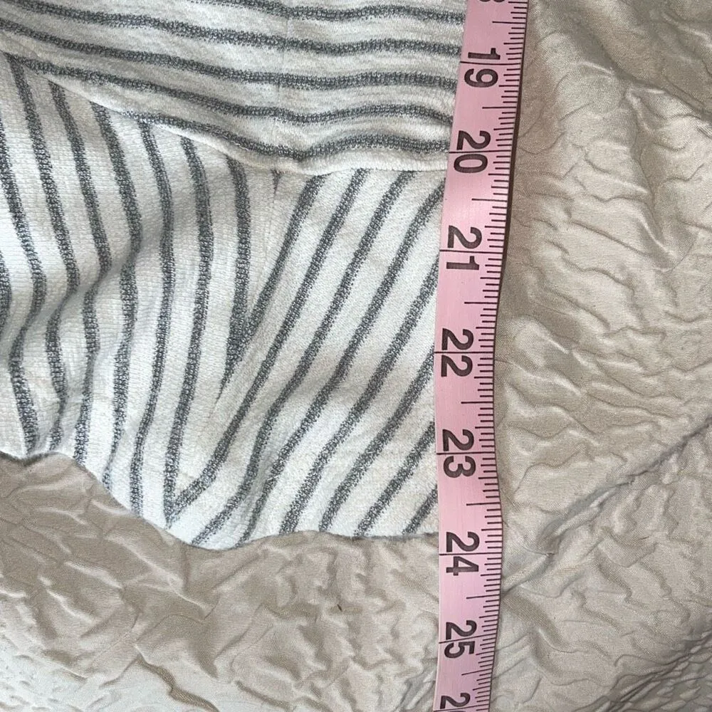 Anthropologie Saturday Sunday Kick Flare Stripe Soft Terry Cloth Cropped Pants L - Image 8