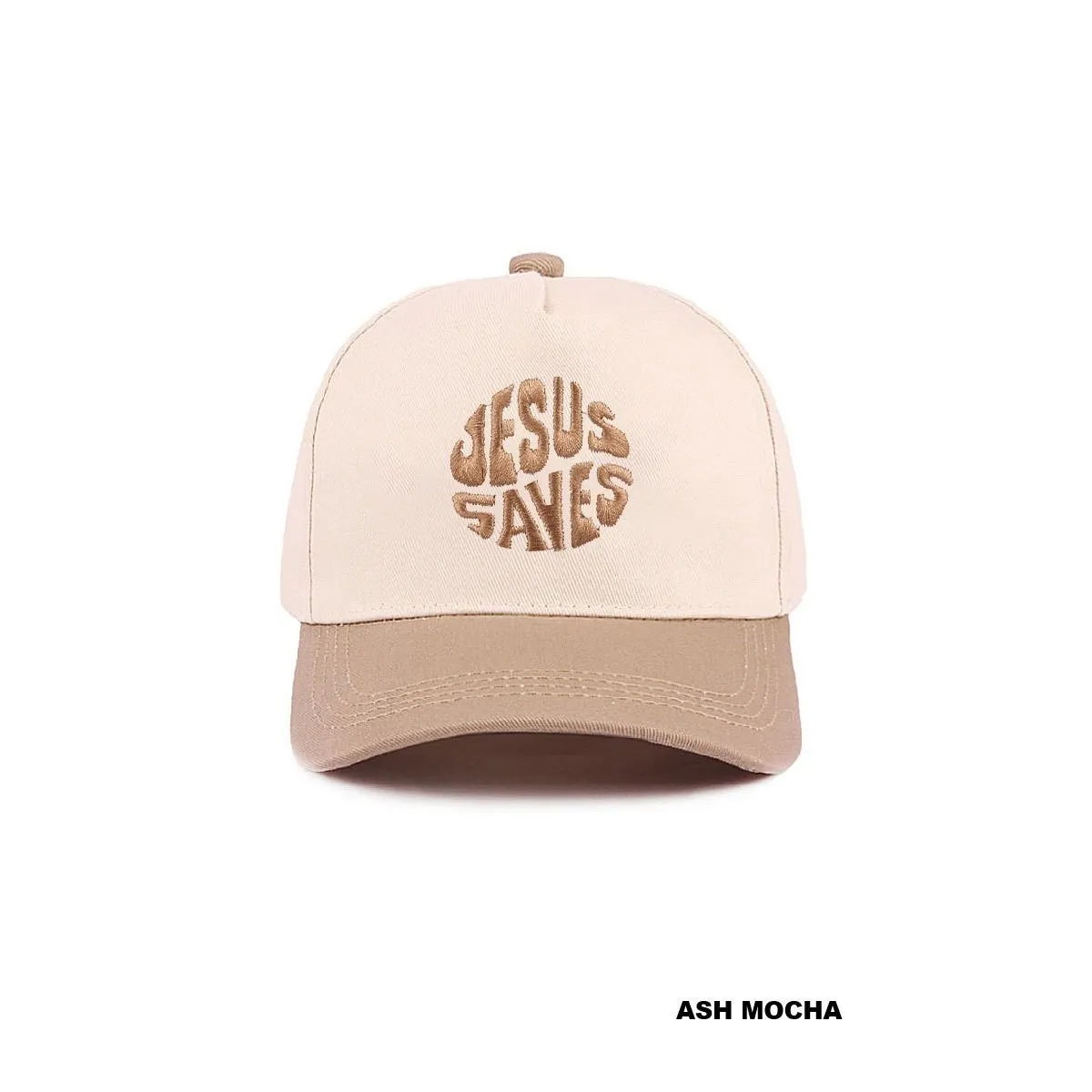 Jesus Saves Embroidered Hat Ash Mocha / Cream Adjustable NWT Tan - Image 2