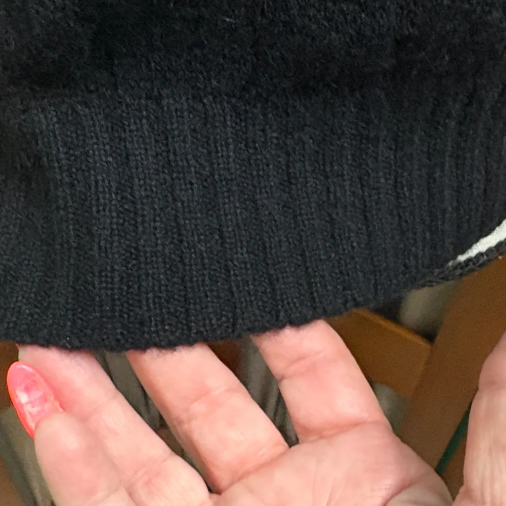 Classic Black Cashmere Cable Knit Sweater Size M - Image 3