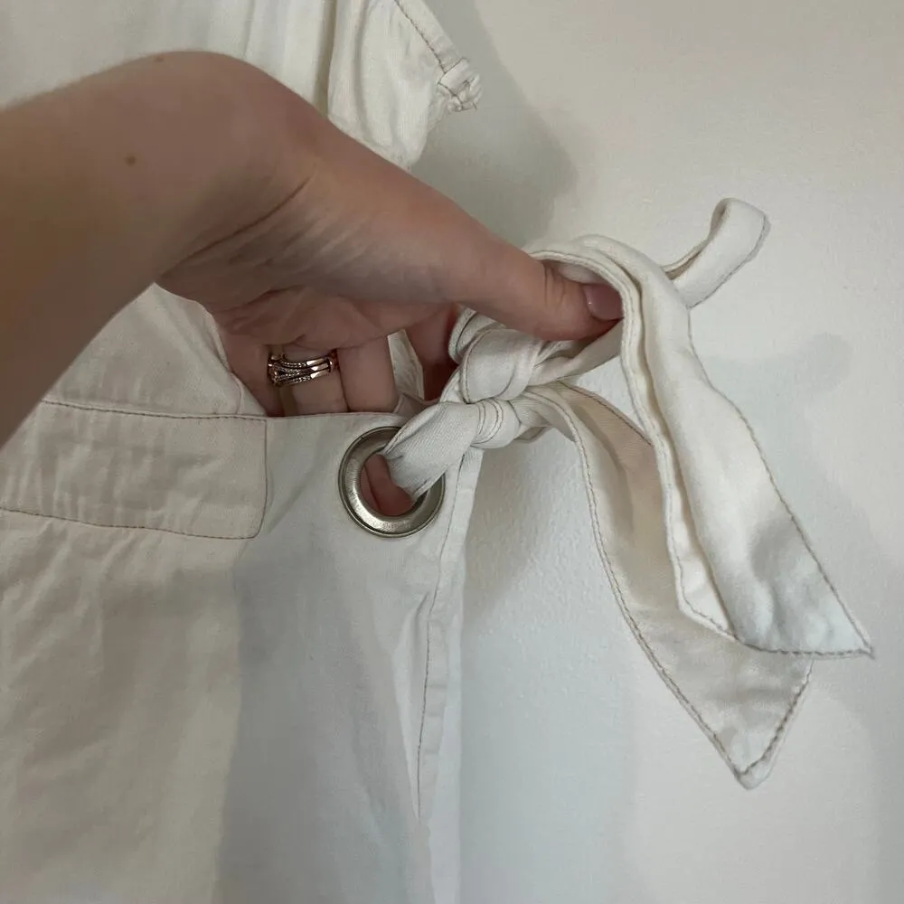 Sincerely Jules 100% Cotton White Romper Skort Dress Smocked Back Tie Waist Sz M - Image 2