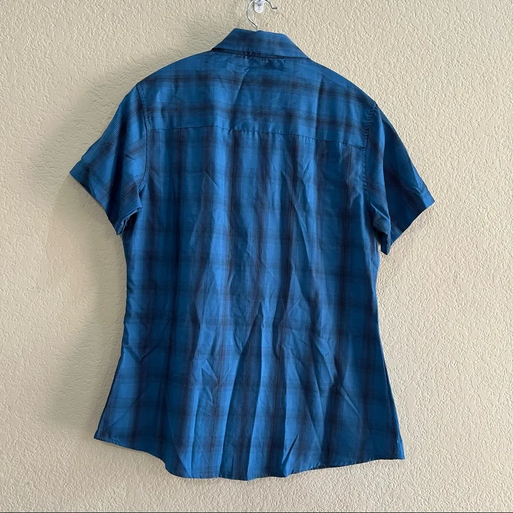 Dixxon Flannel Shirt Womens Sz M Caicos Blue Black Plaid Short Sleeve Western Size M - Image 3