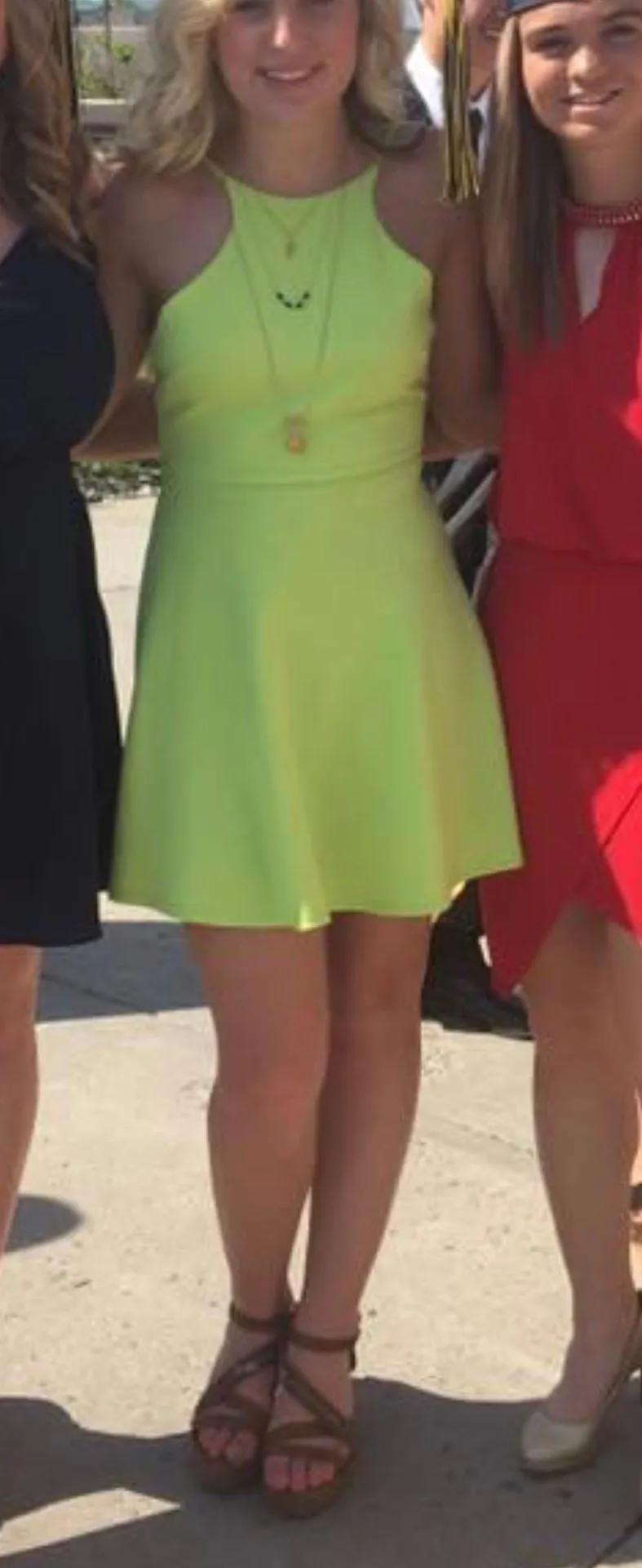 Apricot Lane Like Green Skater Dress Open Back - Image 1