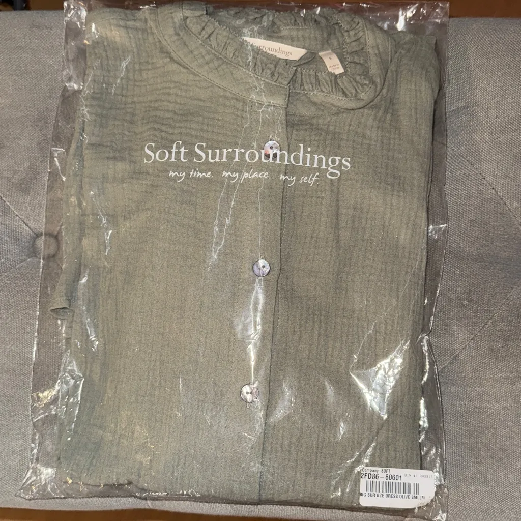 Soft surroundings Big Sur gauze cotton dress in olive green - Image 7