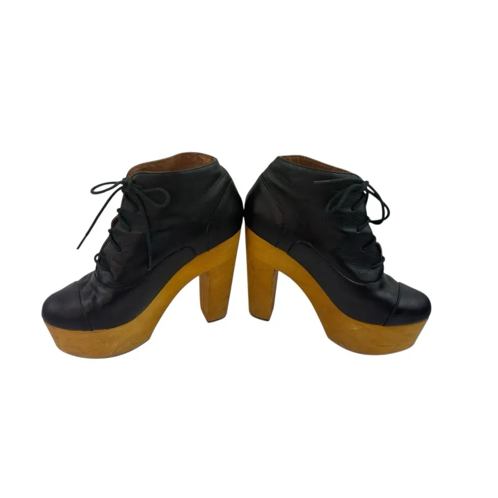 Ecote Platform Booties Womens 7 Black Leather Whimsigoth Grunge Witchy Wood Heel - Image 7