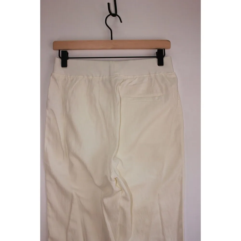 Faherty Women Pants White Arlie Jogger Utility Linen Pull On Stretch Size Medium - Image 9