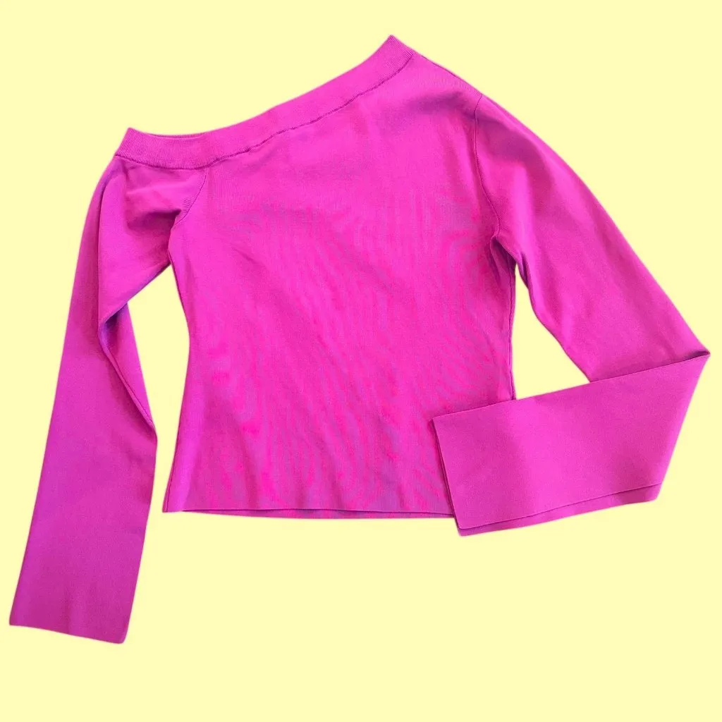 Solace London  Magenta One-Shoulder Knit Top Size 10 - Image 8