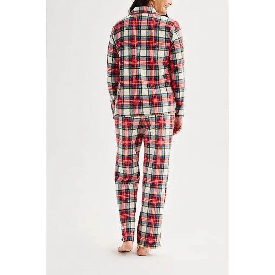 Red Plaid Christmas Pajama Set Women's XXL Jammies For Your Families New Fleece - Image 4