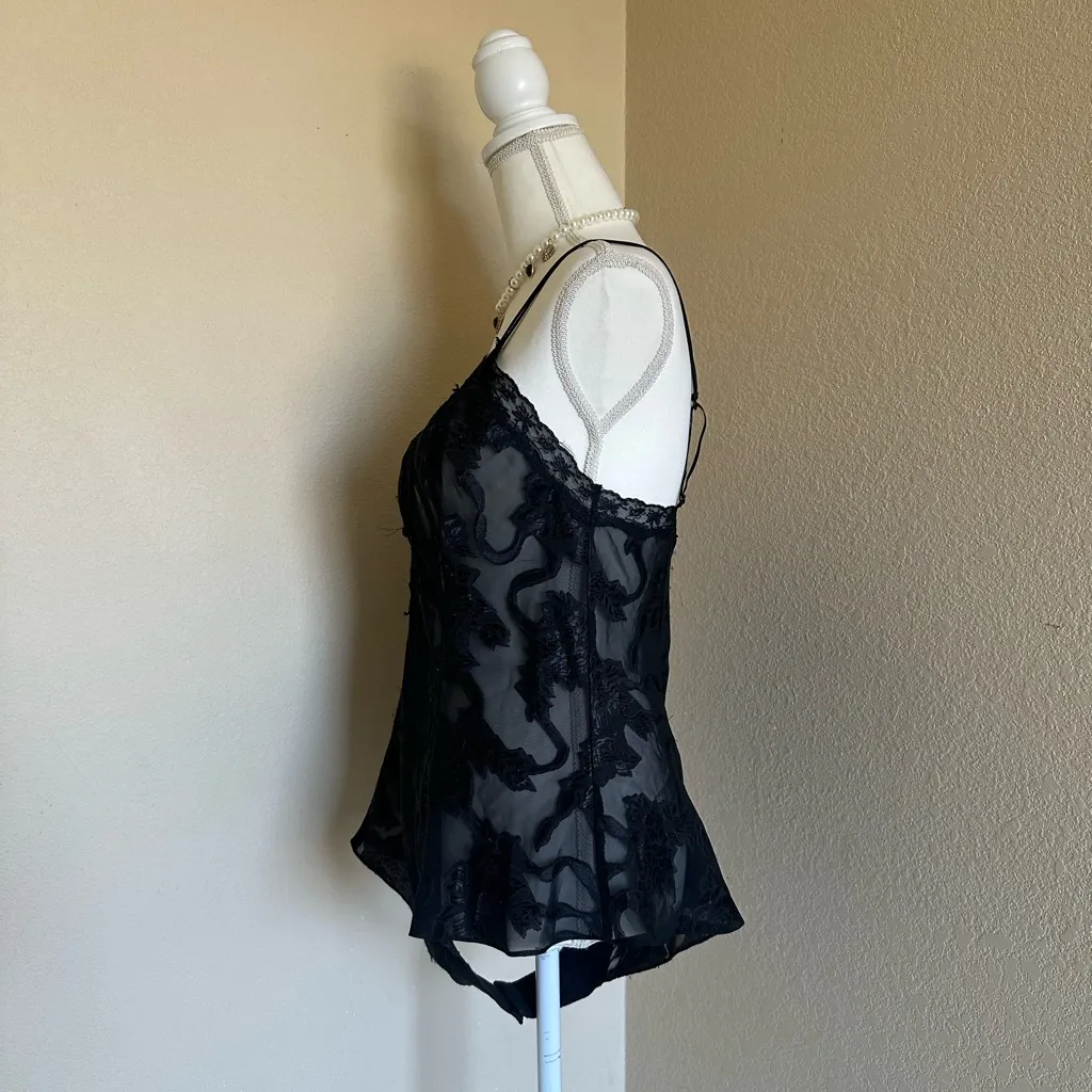 Victoria's Secret Black Lace Floral Teddy Lingerie Sz M Bodysuit Y2K Romantic - Image 4