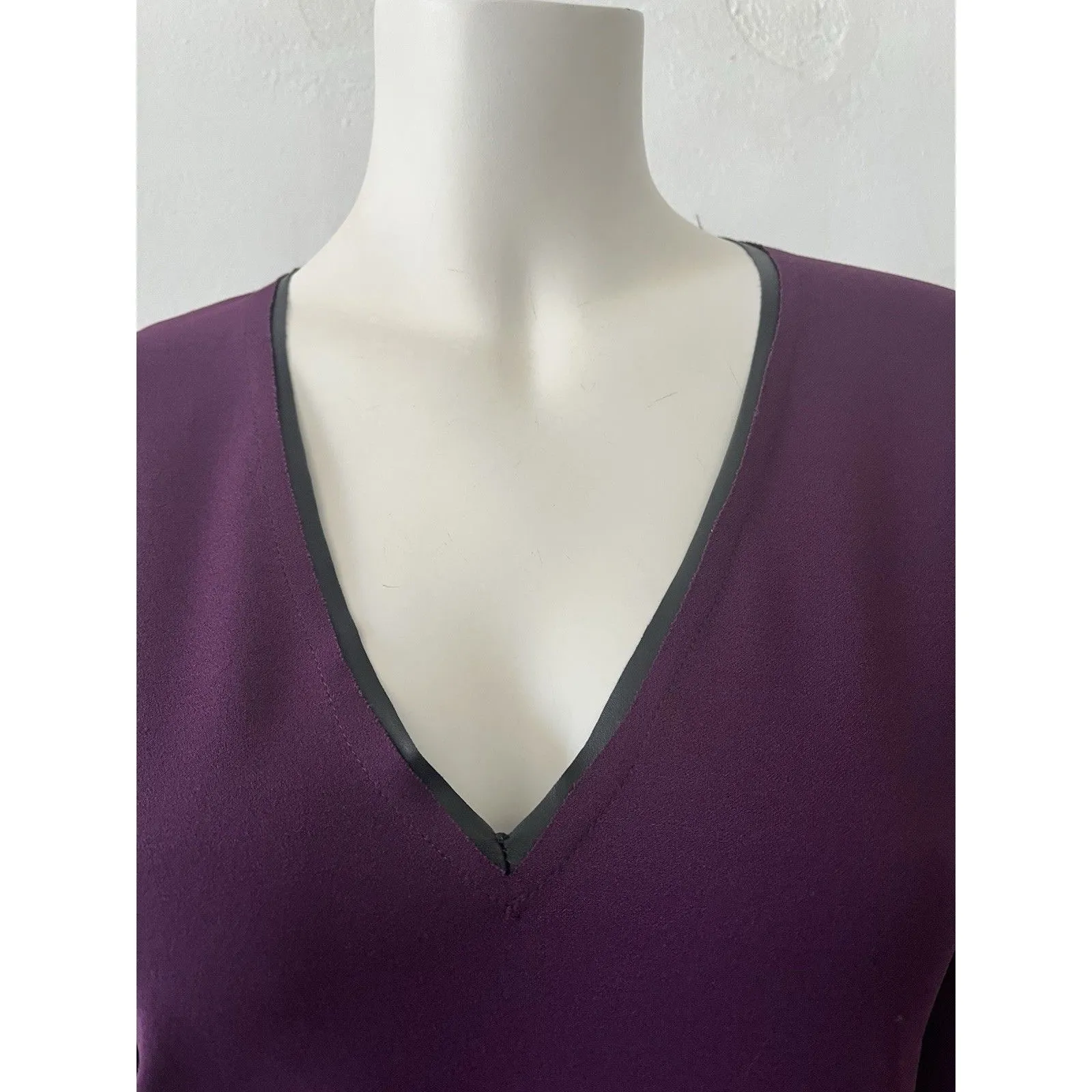 Ayhan Size Small Turkish Purple Black Trim V Neck Fringe Trim Western Dress - Image 4