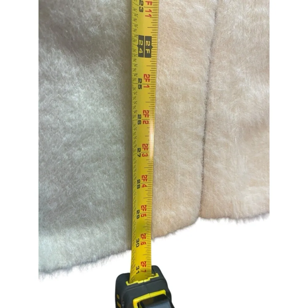 J. Crew Point Sur Heavy Ivory Faux Fur Zip Up Mock Neck Coat S - Image 8