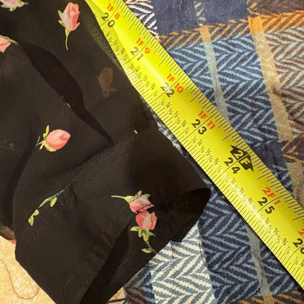 Victoria Secret Sheer Black With Pink Floral Button-Up Shirt Small - Image 3