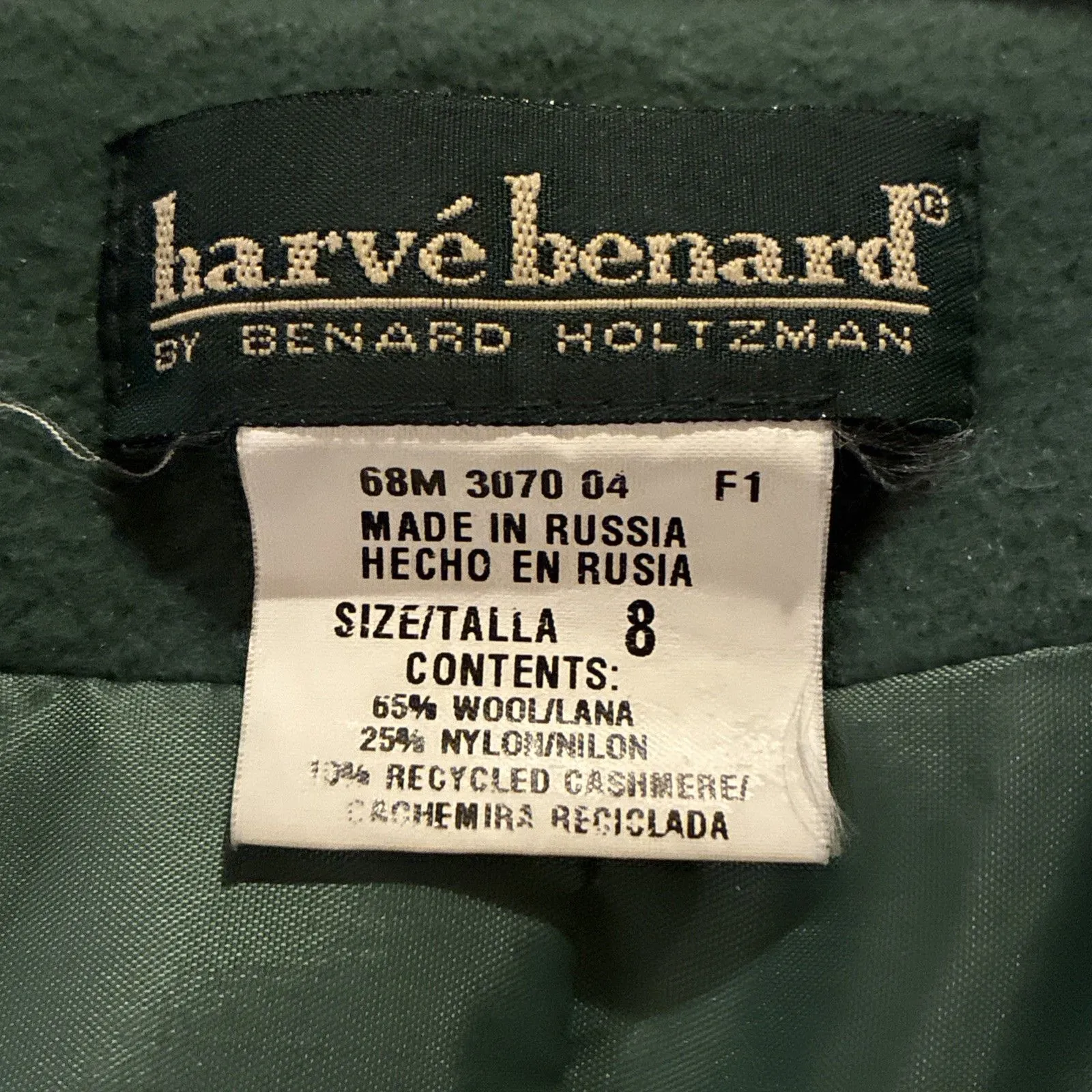 Harvé Bernard Women’s Size 8 Green Wool Blend Button Up Coat Jacket Classic Warm - Image 2