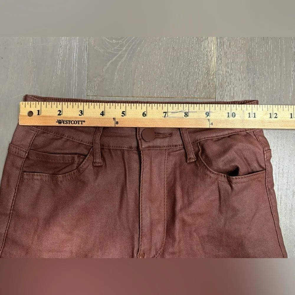 Edikted Women's Luna Faux Leather Flare Jeans Metallic Brown Sz S Going Out Pant - Image 10