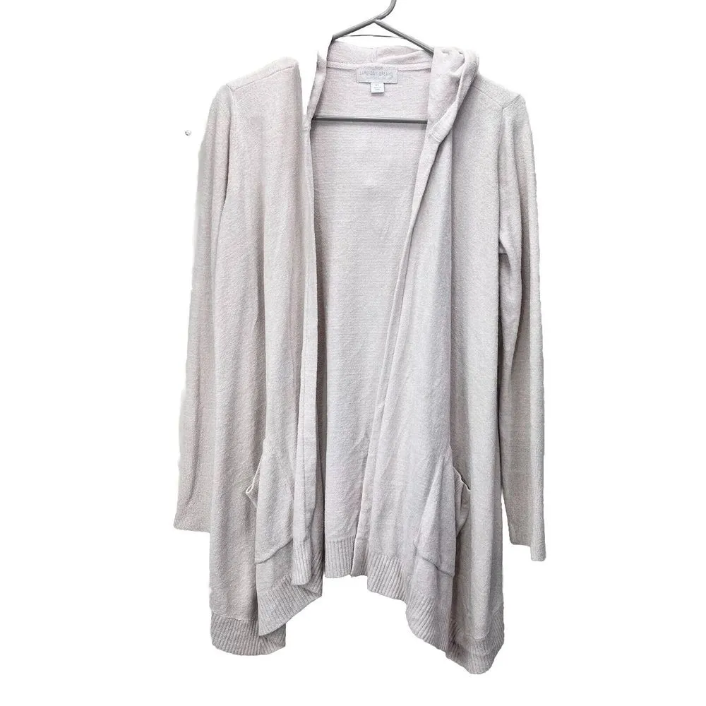 Barefoot Dreams CozyChic UltraLite Hooded Draped Open Cardigan Pockets Size XS - Image 3