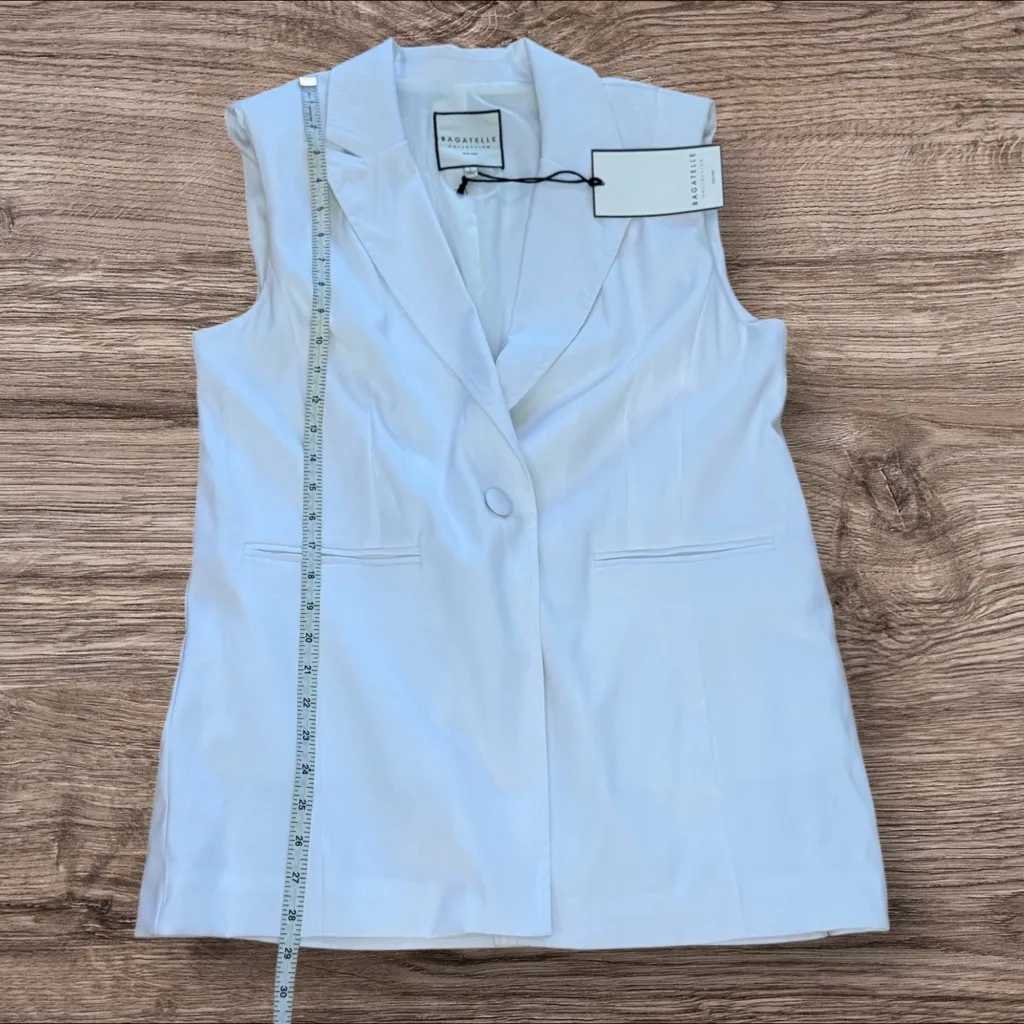 BAGATELLE COLLECTION Sleeveless Blazer Vest White Size L - Image 7