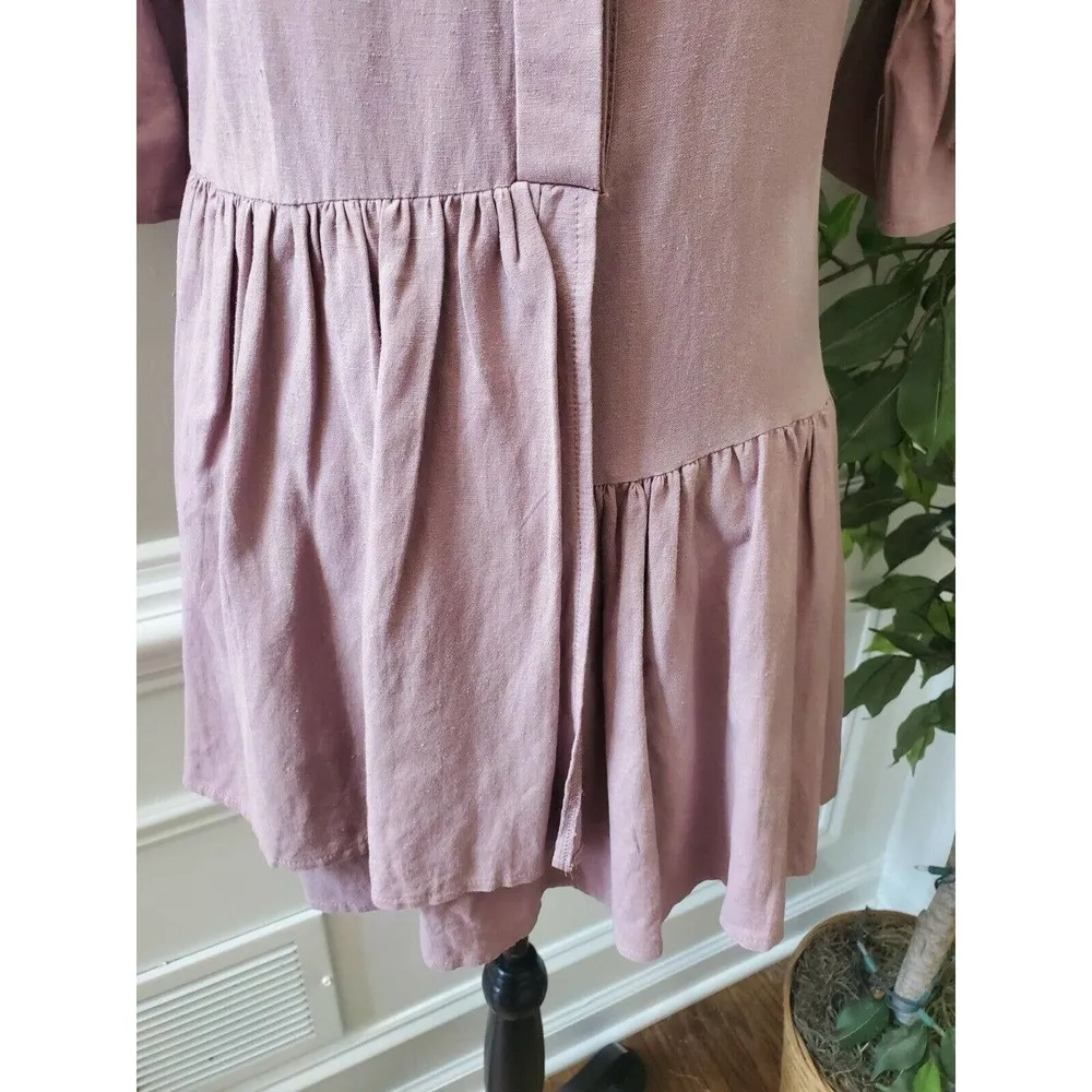 Day & Night Women's Purple Linen & Rayon 3/4 Sleeve Button Down Top Size Small - Image 3