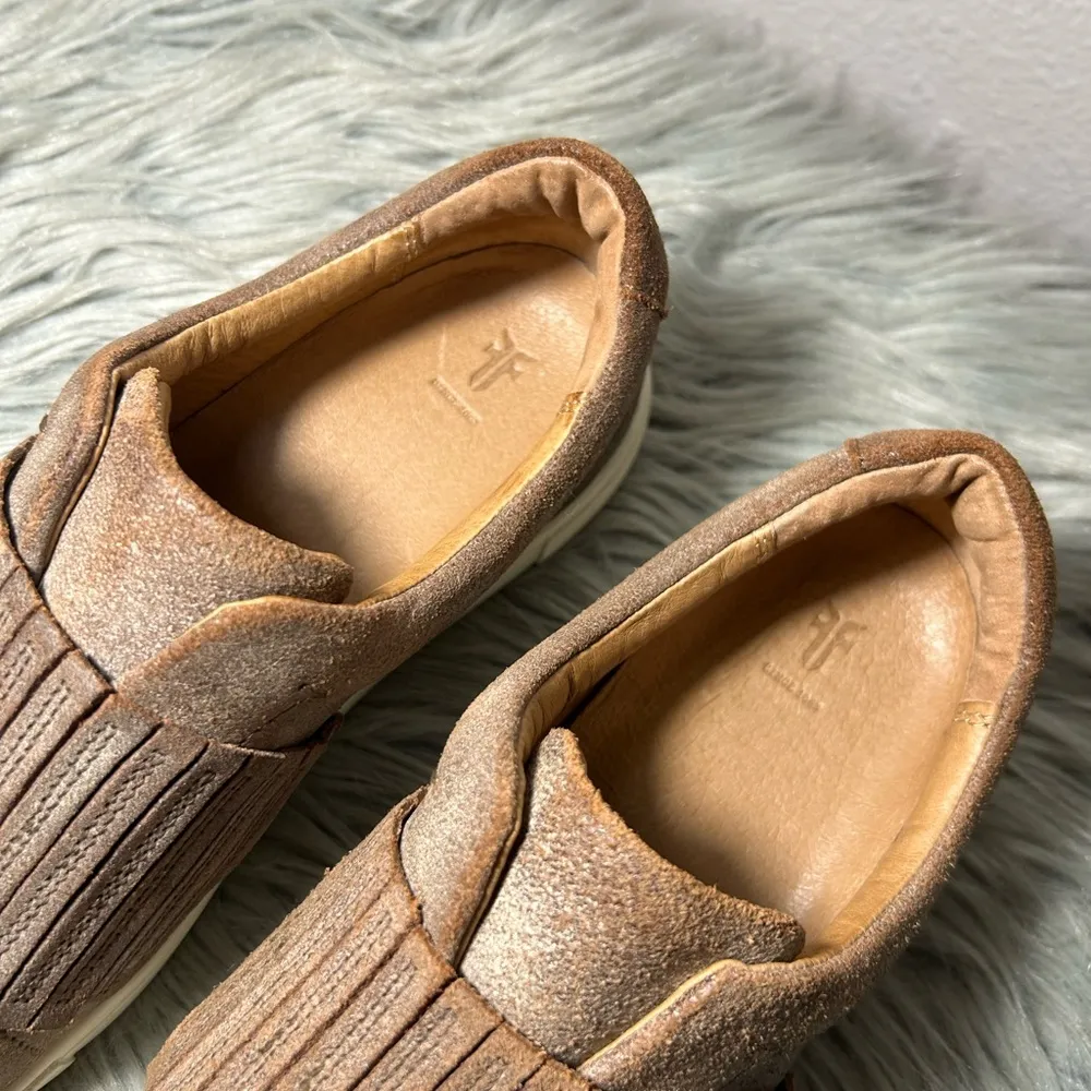 FRYE Ivy Gore Distressed Leather Slip-On Sneakers Brown Size 8.5 - Image 7