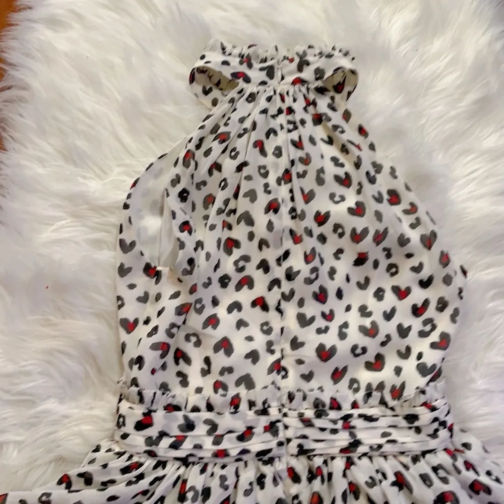 J.ING Heart Print Mini Cold Shoulder Dress White Size XS - Image 4